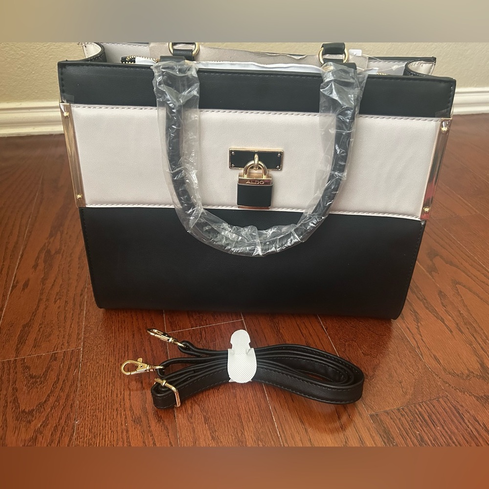Aldo Black and White Satchel - Picture 2 of 16